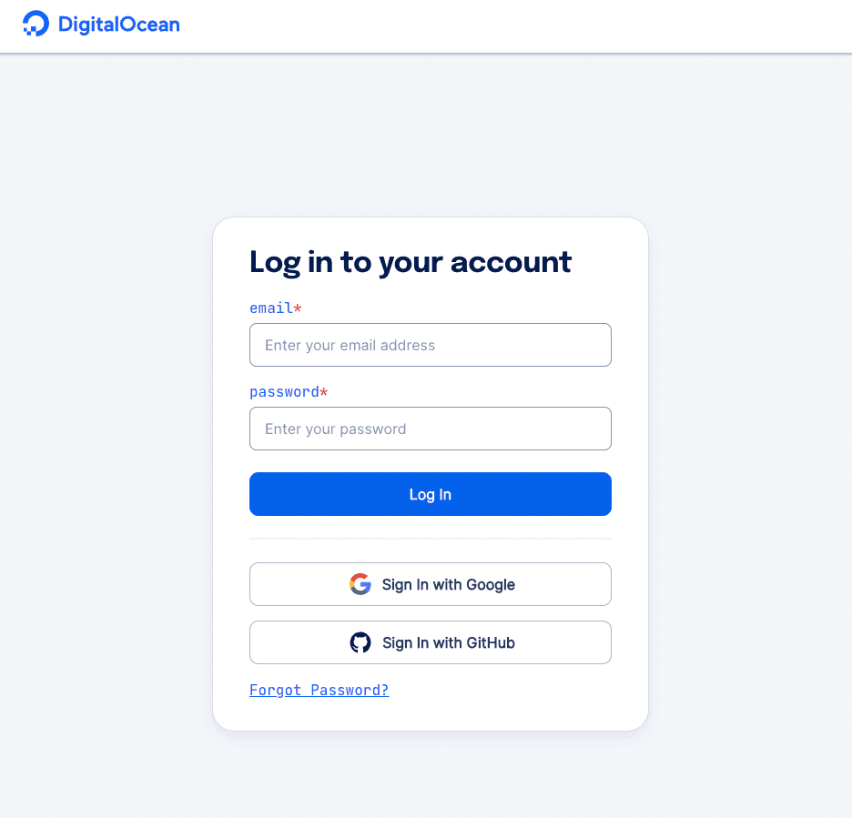 digitalocean login sign up